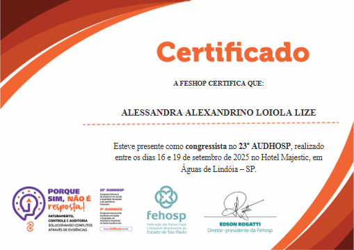 Certificado - AUDHOSP e AUDHASS 2025
